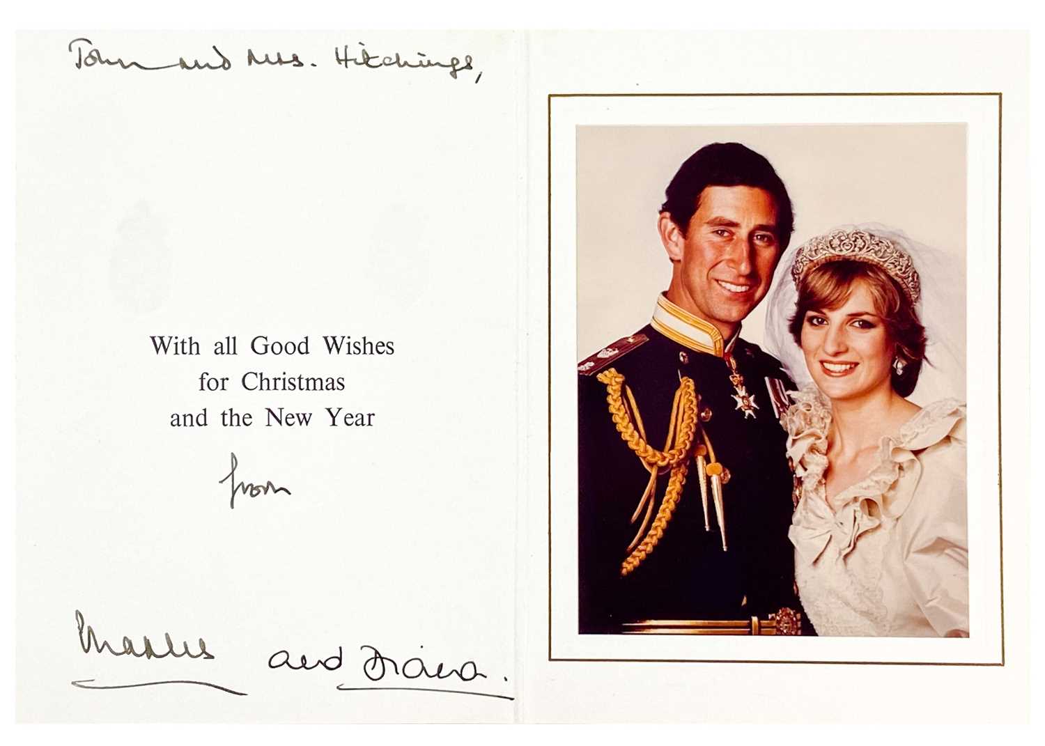 King Charles III, as The Prince of Wales & Diana, Princess of Wales, Royal Christmas card 1981 The