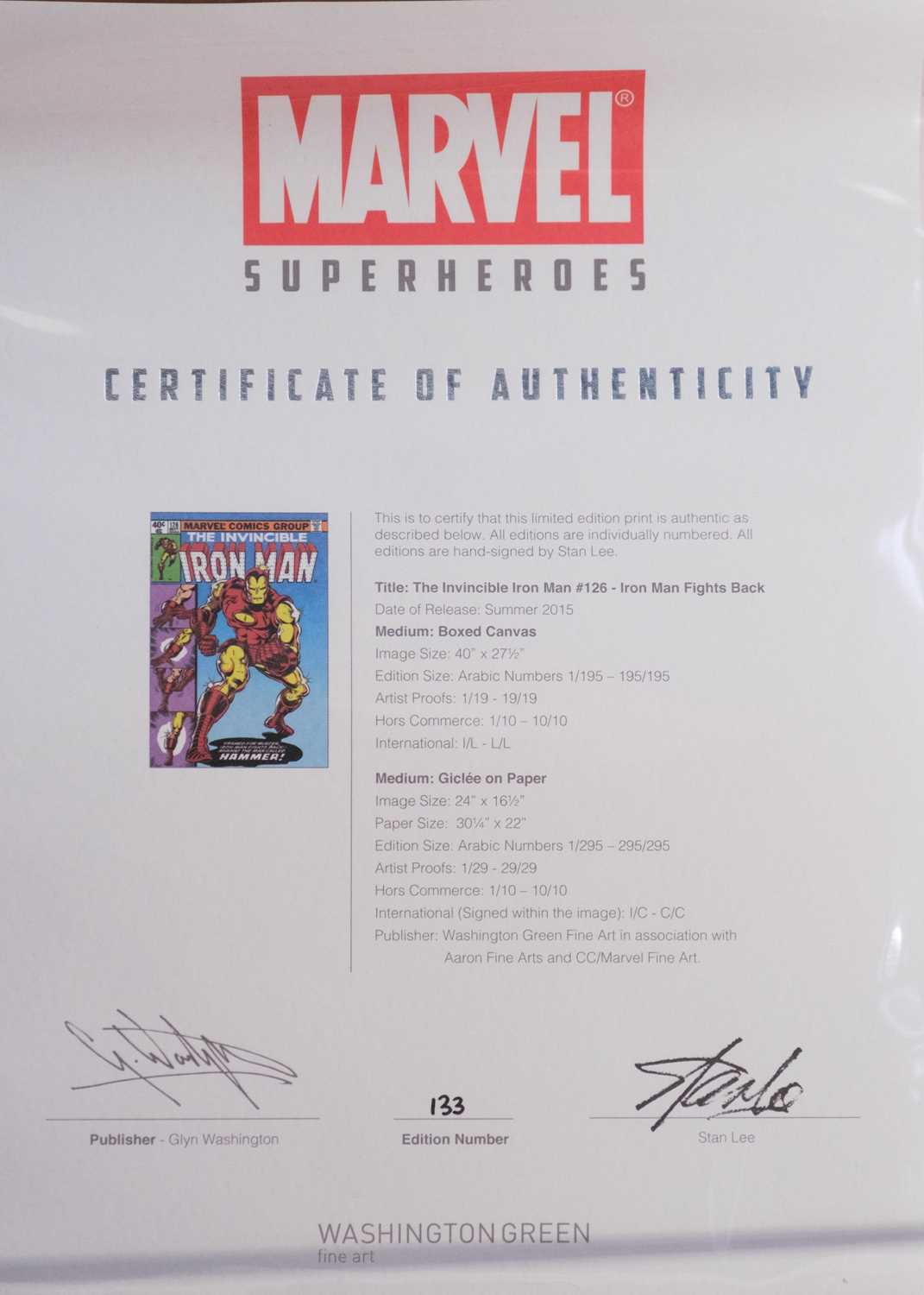 (Signed) Stan LEE (1922-2018) The Invincible Iron Man #126 - Iron Man Fights Back (2015) - Bild 3 aus 4