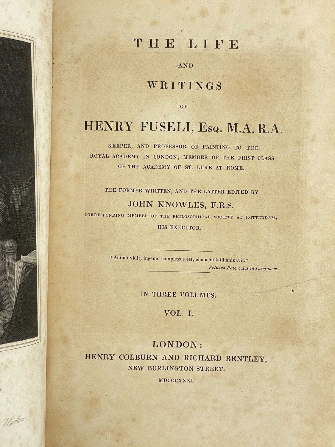 'Life And Writings Of Henry Fuseli' 'Esq. M.A.R.A. [Keeper, And Professor Of Painting To The Royal A - Image 2 of 7