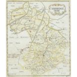 Sutton Nichols, hand-coloured Map of Cambridgeshire Circa 1700