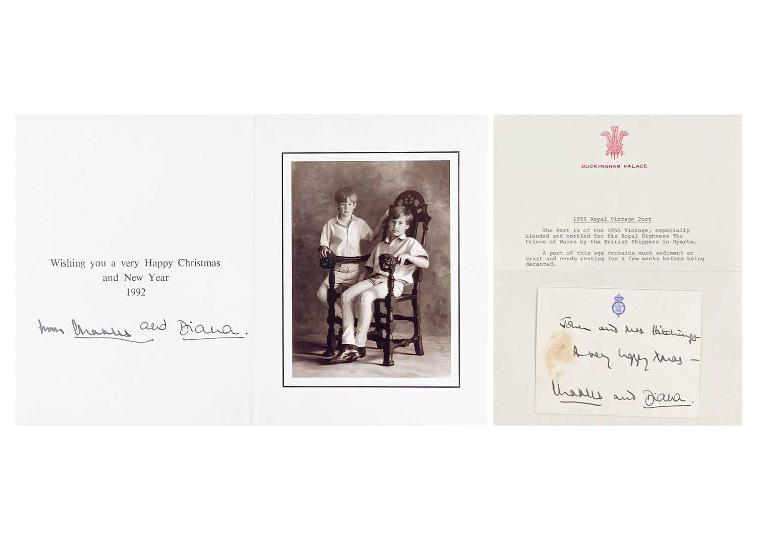 Charles III, as The Prince of Wales & Diana, Princess of Wales, Royal Christmas card 1992 From the