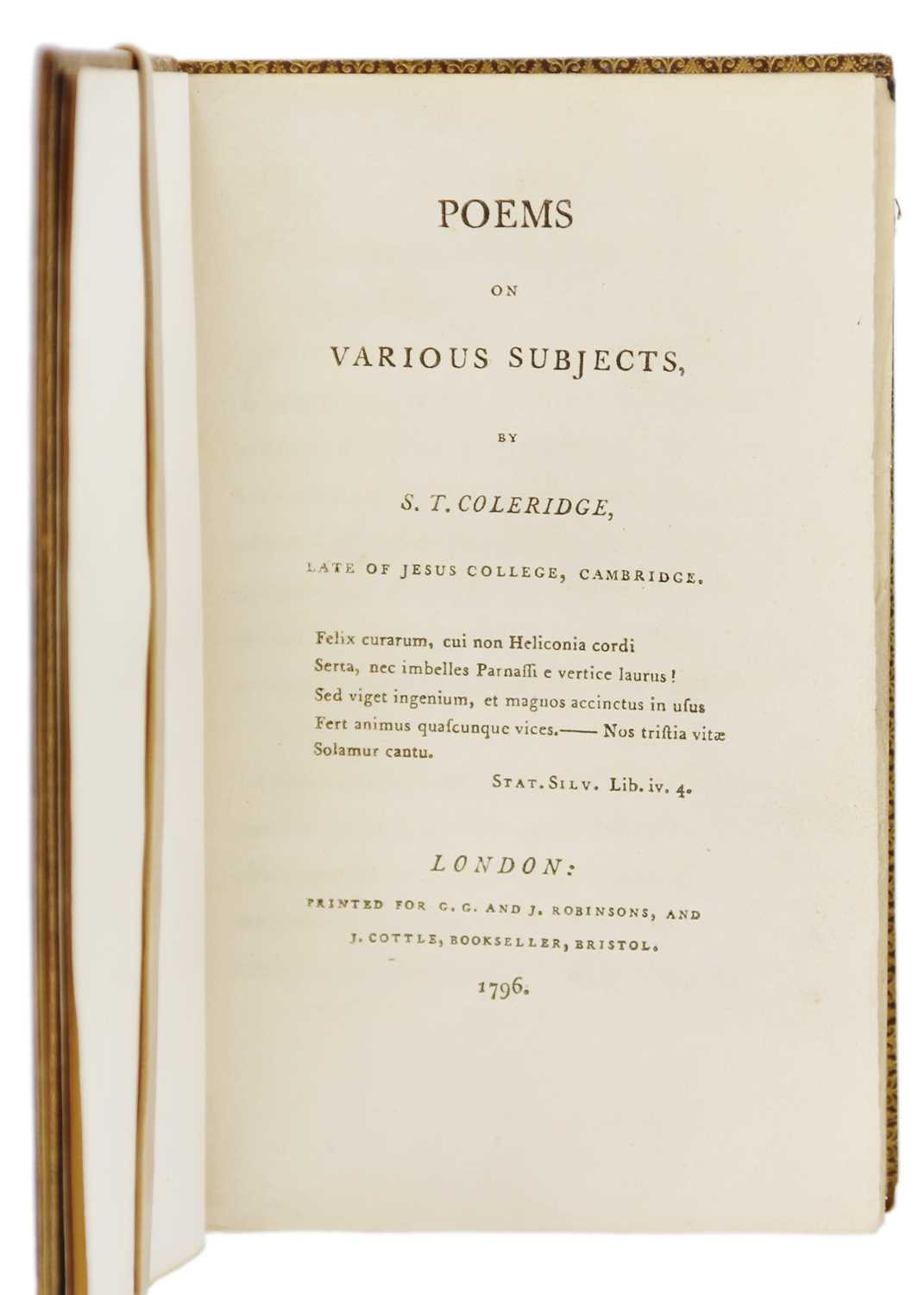 COLERIDGE, Samuel Taylor. 'Poems on Various Subjects,' - Image 4 of 12