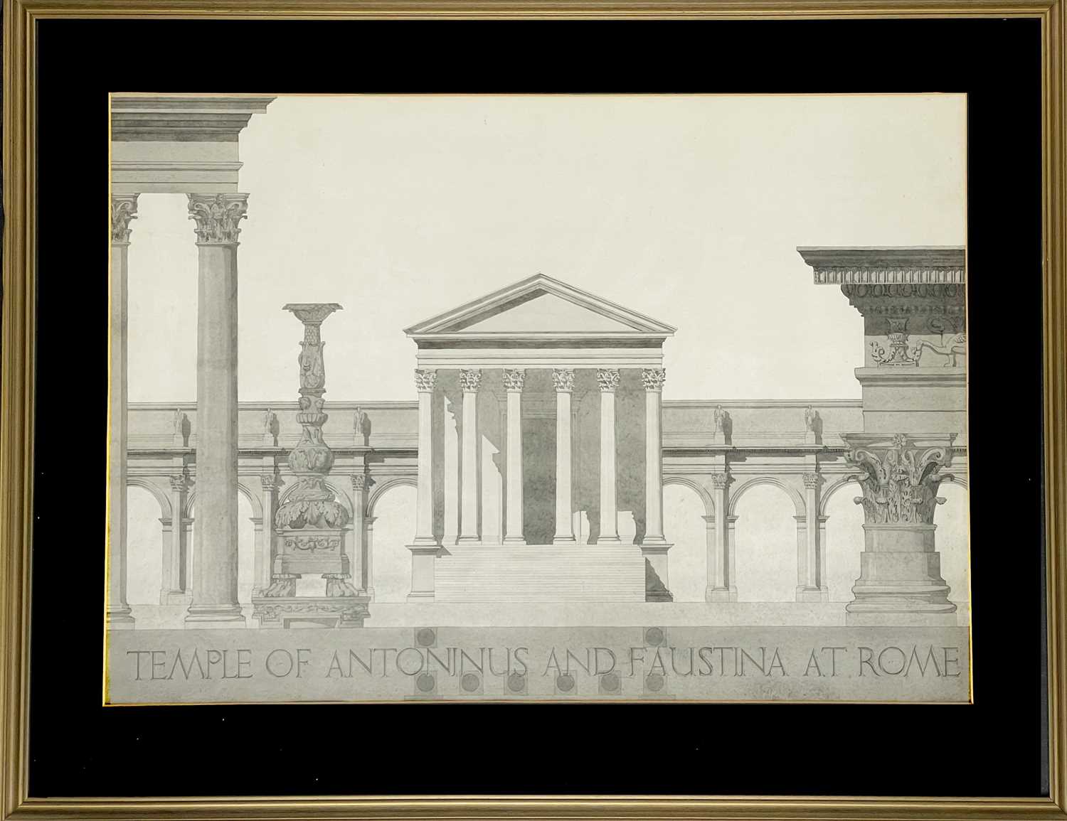 Temple of Antonius and Faustina in Rome 20th Century Architectural Study - Image 2 of 3