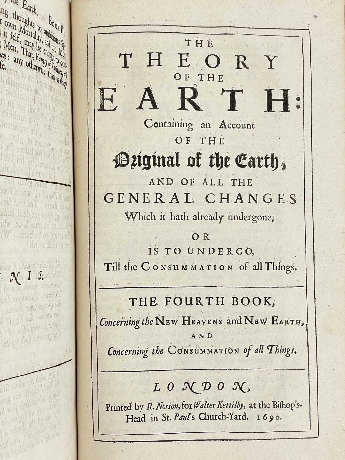 BURNET, Thomas 'Theory of the Earth: Containg An Account of the Original of the Earth, And of All th - Bild 3 aus 12