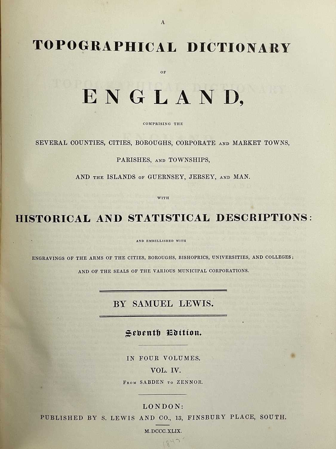 LEWIS, Samuel. 'A Topographical Dictionary of England,' - Image 3 of 10