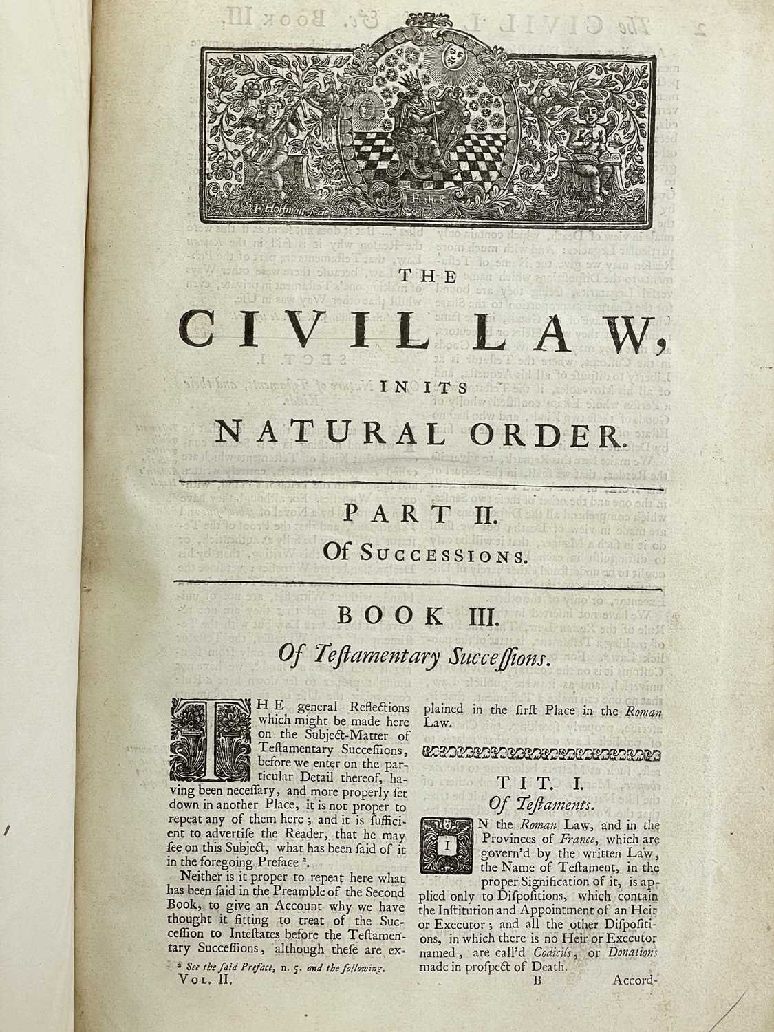 Monsieur DOMAT and William Strahan (trans) 'The Civil Law in its Natural Order: Together with Public - Image 7 of 8