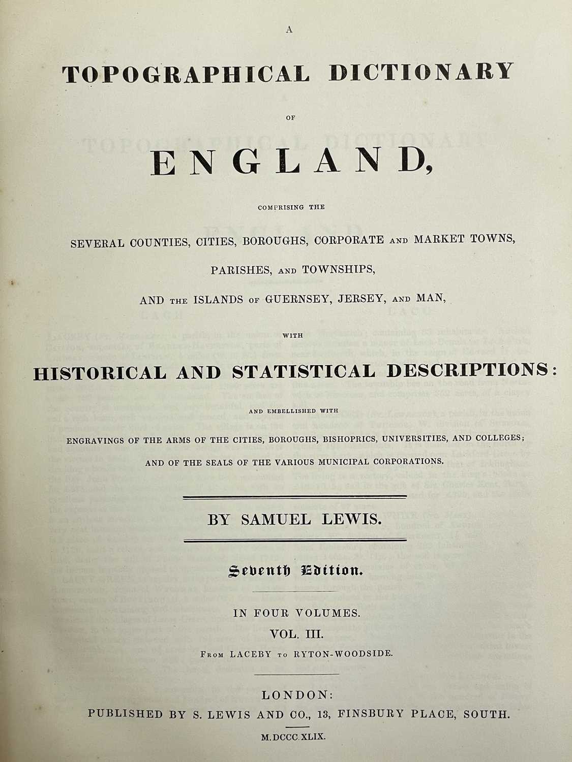 LEWIS, Samuel. 'A Topographical Dictionary of England,' - Image 10 of 10