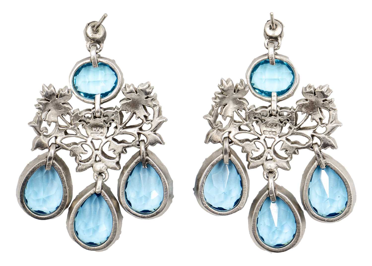 Harold A Lazarus - A pair of silver paste set chandelier earrings. - Image 2 of 3