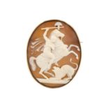 A 19th century Italian shell cameo gold mounted brooch.