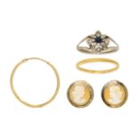 A selection of gold jewellery.