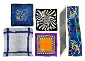 A selection of designer silk scarves.