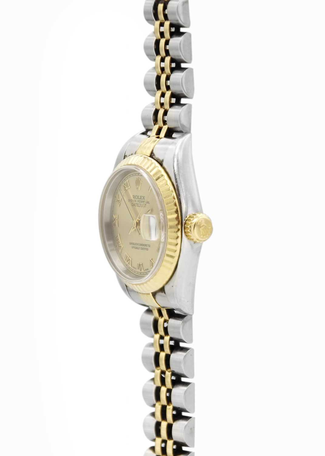 ROLEX - A Rolex Oyster Perpetual Datejust lady's gold and stainless steel bracelet wristwatch. - Image 2 of 8