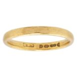 A 22ct hallmarked gold band ring.