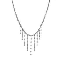 A contemporary 18ct white gold diamond set fringe necklace.