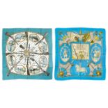 HERMES - Two silk scarves.