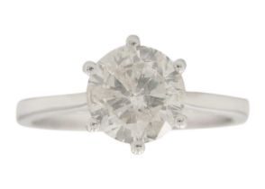 An impressive 1.97ct diamond set solitaire ring set in platinum.