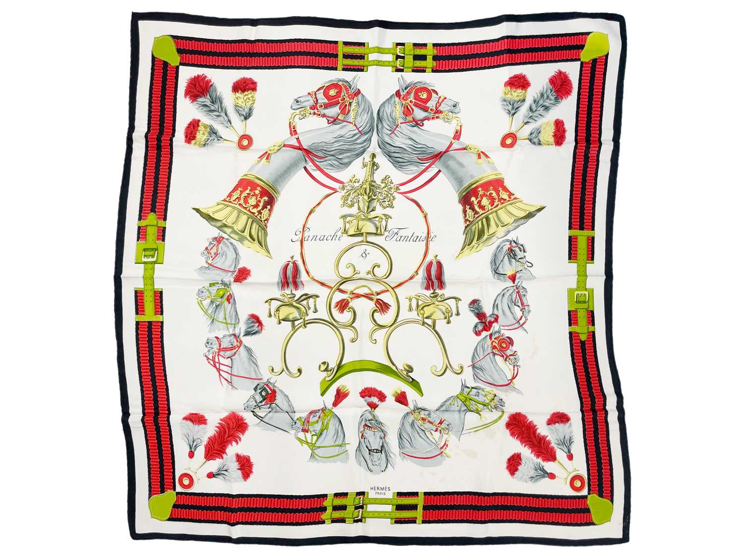 HERMES - Two equestrian printed silk scarves. - Image 2 of 3