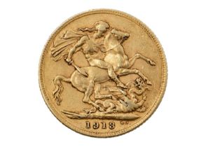 A George V 1913 full sovereign coin.