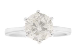 An impressive 1.97ct diamond set solitaire ring set in platinum.