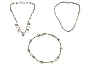 A selection of three 925 silver Gothic style necklaces.