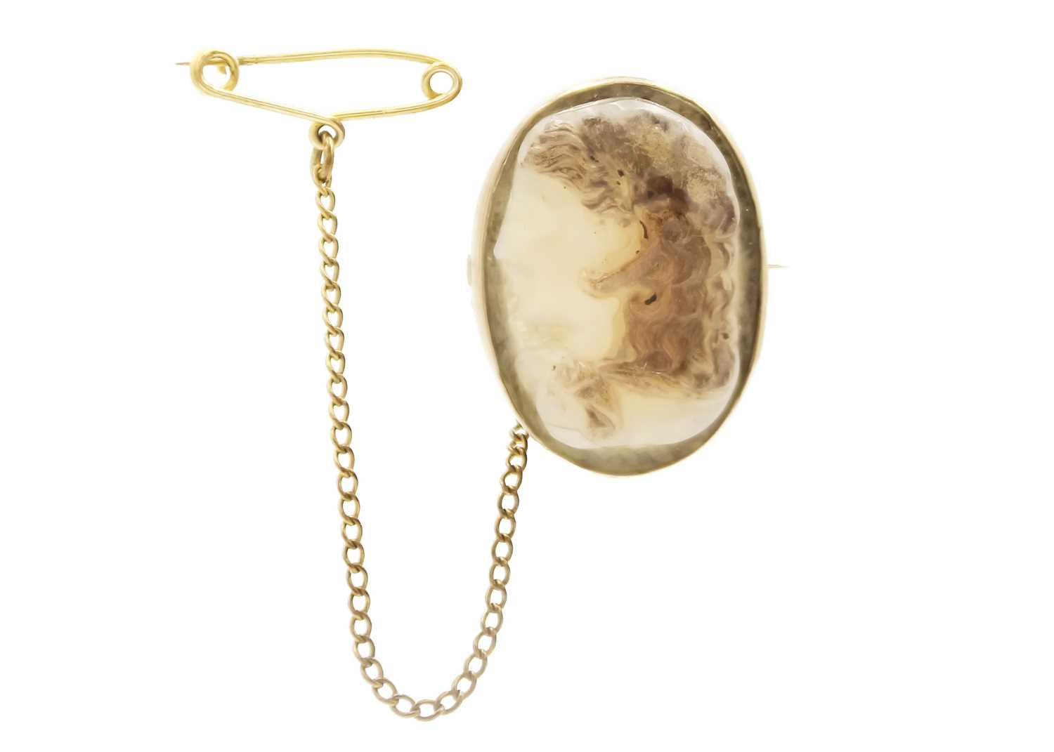 A sardonyx cameo rose gold mounted brooch, possibly Georgian.