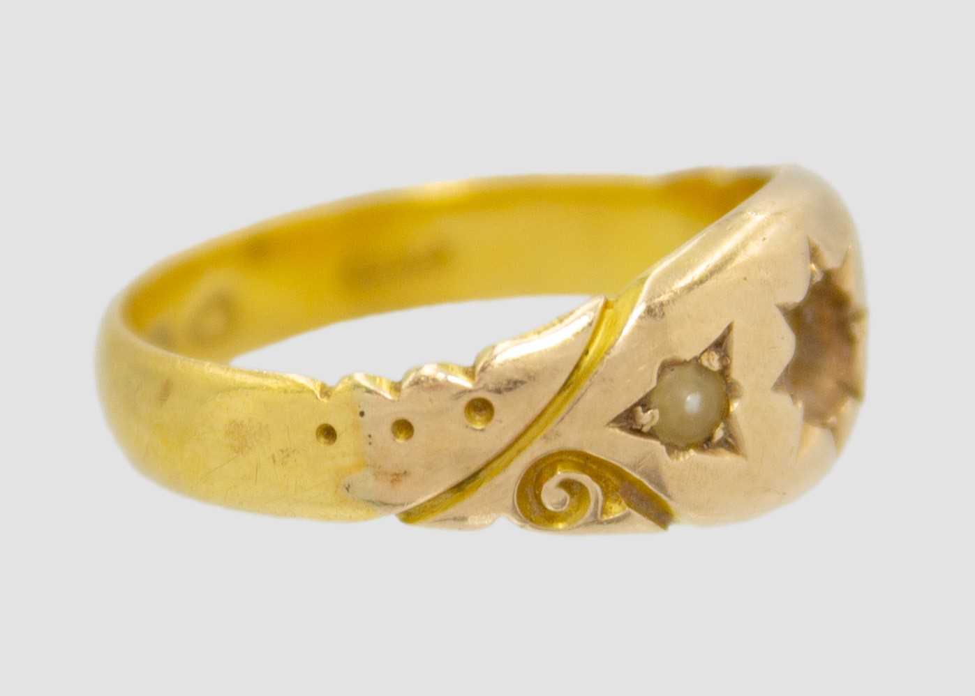 A Victorian high purity hallmarked gold (tests 14ct) gypsy set ring. indecipherable - Image 6 of 6