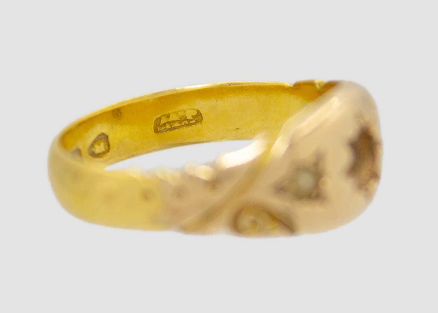 A Victorian high purity hallmarked gold (tests 14ct) gypsy set ring. indecipherable - Image 5 of 6