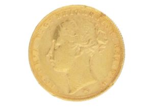 A Victoria 1883 full sovereign coin.