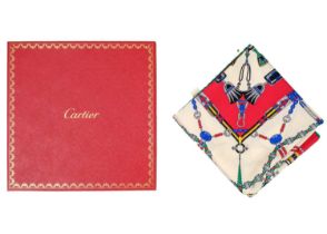 CARTIER - A 1900-1939 printed silk scarf.