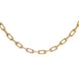 A 10ct gold rectangular textured link necklace.