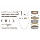 A good collection of silver jewellery including a 9ct cross pendant.