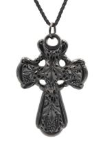 A Victorian carved jet large cross pendant.