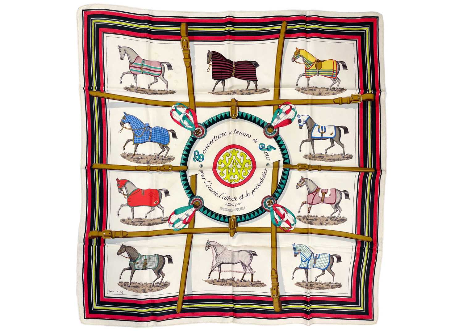 HERMES - Two equestrian printed silk scarves. - Image 3 of 3