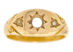 A Victorian high purity hallmarked gold (tests 14ct) gypsy set ring. indecipherable