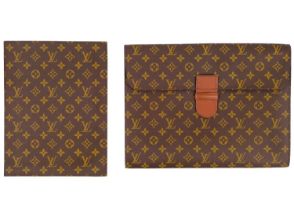 A Louis Vuitton folder and a document holder.