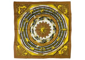 HERMES - A silk scarf in 'Dies et Hore Astrologie' pattern designed by Francoise Faconnet.