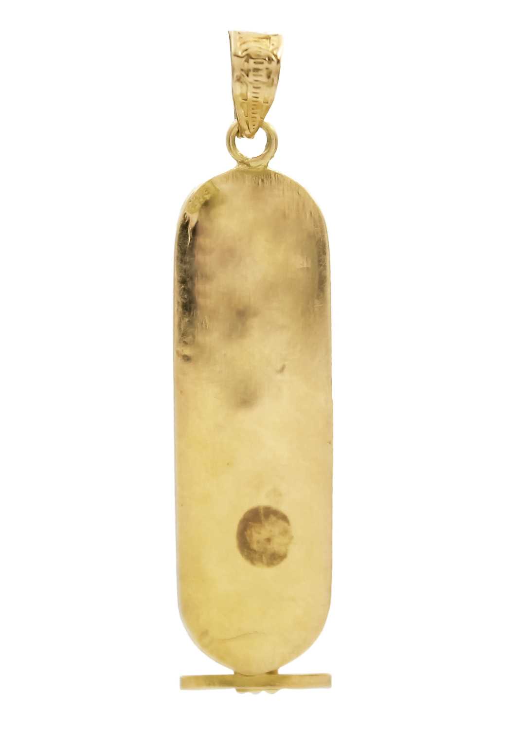 An Egyptian 18ct gold cartouche pendant. - Image 2 of 2