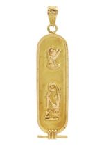 An Egyptian 18ct gold cartouche pendant.