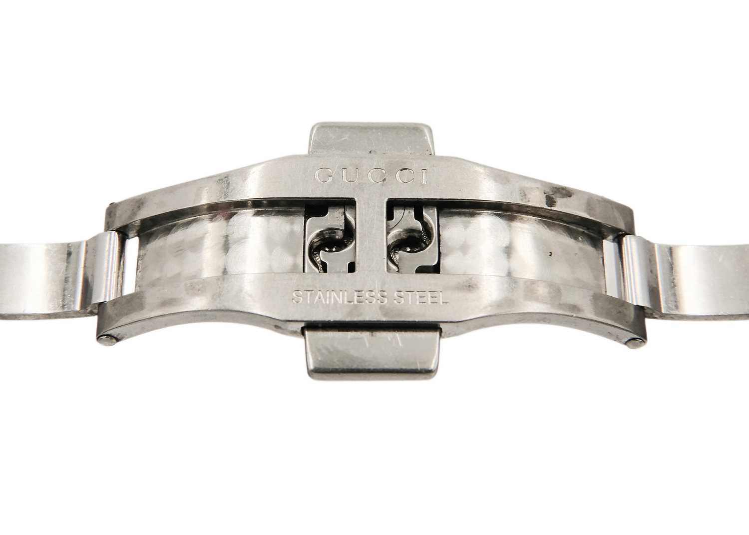 A Gucci lady's stainless steel diamond set quartz bracelet wristwatch. - Image 4 of 5