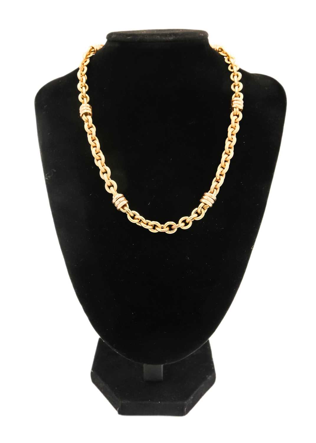 A 14ct Italian fancy link necklace by Faro. - Image 2 of 4