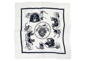 HERMES - An Ex Libris pattern silk scarf, designed by Hugo Grygkar .