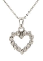 An 18ct white gold diamond set heart pendant.