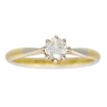 An 18ct and platinum 0.25ct (est.) diamond solitaire ring.