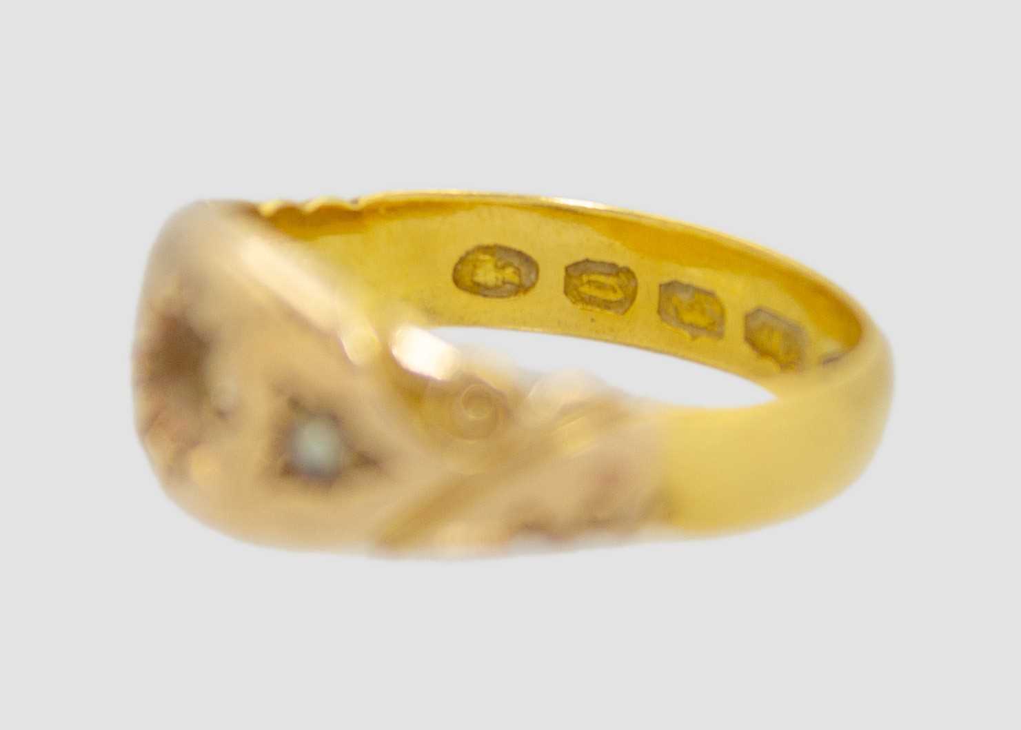 A Victorian high purity hallmarked gold (tests 14ct) gypsy set ring. indecipherable - Image 3 of 6
