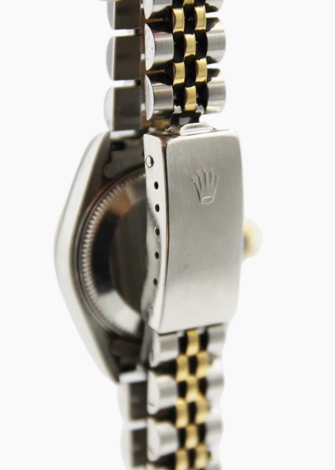 ROLEX - A Rolex Oyster Perpetual Datejust lady's gold and stainless steel bracelet wristwatch. - Image 3 of 8