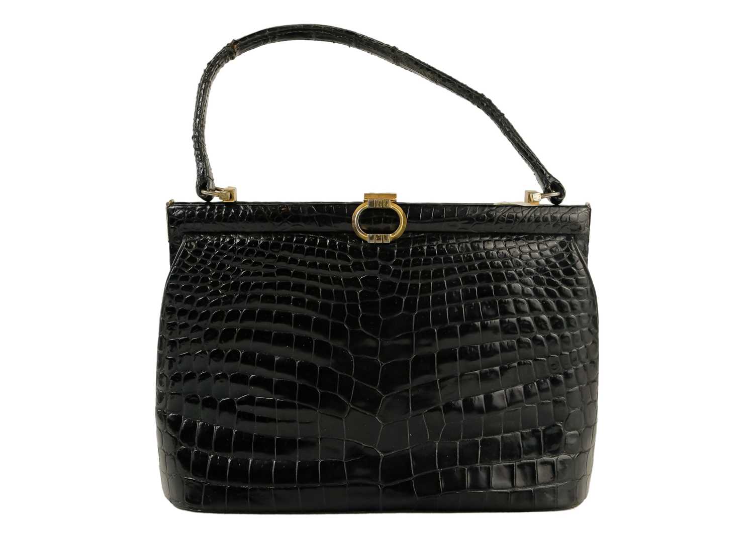 A vintage Gucci crocodile skin black handbag and four other bags. - Image 2 of 15