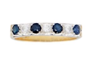 An 18ct diamond and sapphire seven-stone half hoop ring.