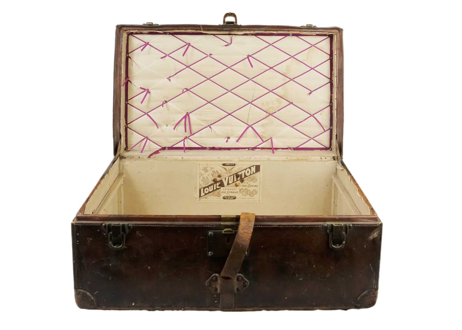 An early 20th century Louis Vuitton brown leather motoring trunk.