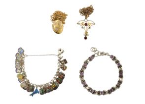 Various 9ct gold and silver jewels.