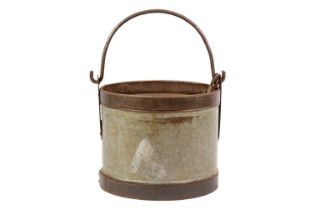 A galvanised and metal well bucket.